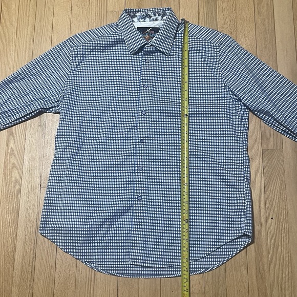 Robert Graham Dress Shirt Mens L Blue Floral Flip Cuff Button Up Long Sleeve - Picture 7 of 9
